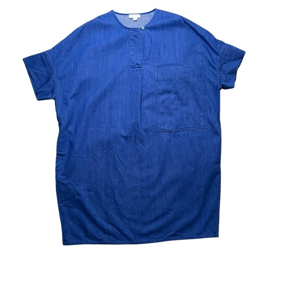 COS Oversized Boxy Denim Blue Cotton Mini Dress with Pockets Size XS - Picture 2 of 12